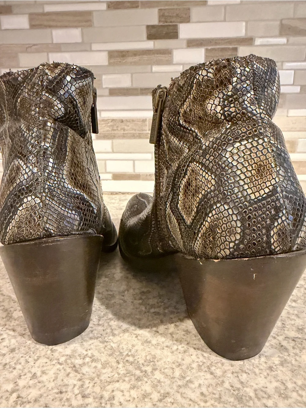 Liberty Black Breton Snake Print Booties